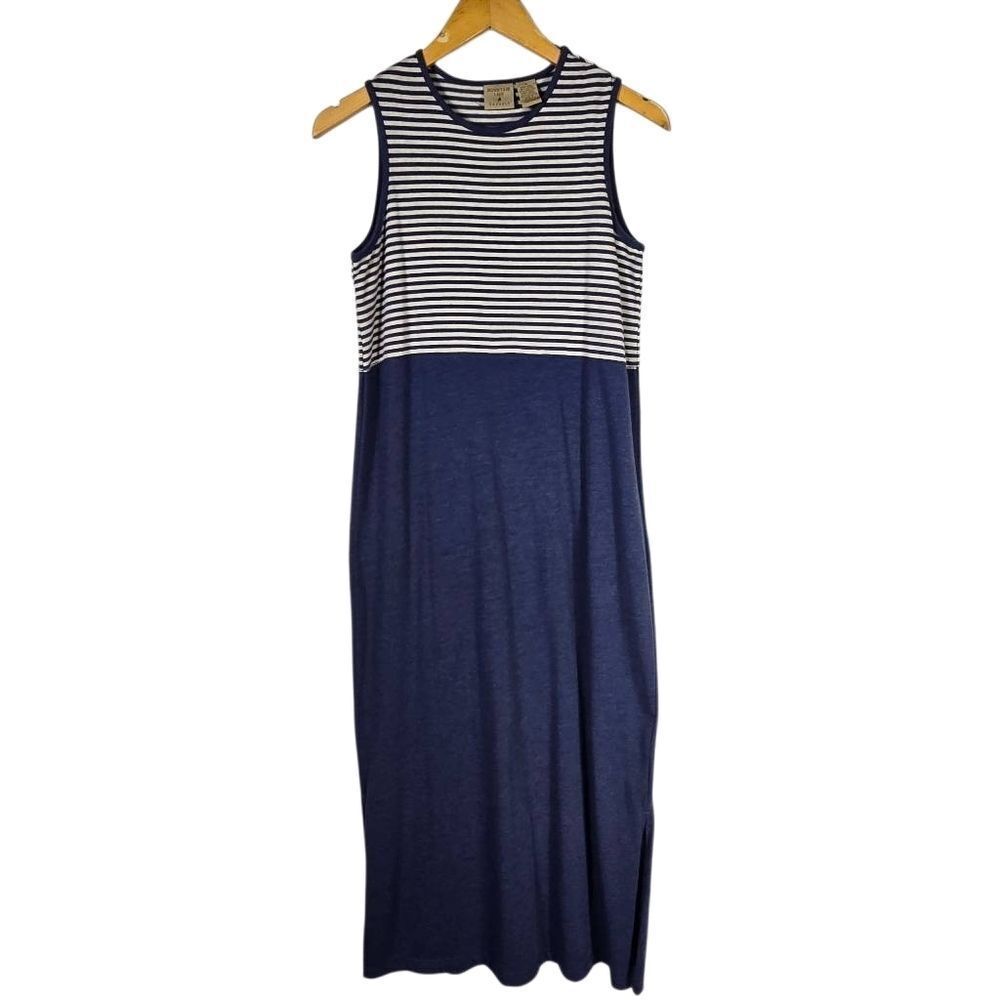 Mountain Lake Vintage Striped Navy Maxi Dress